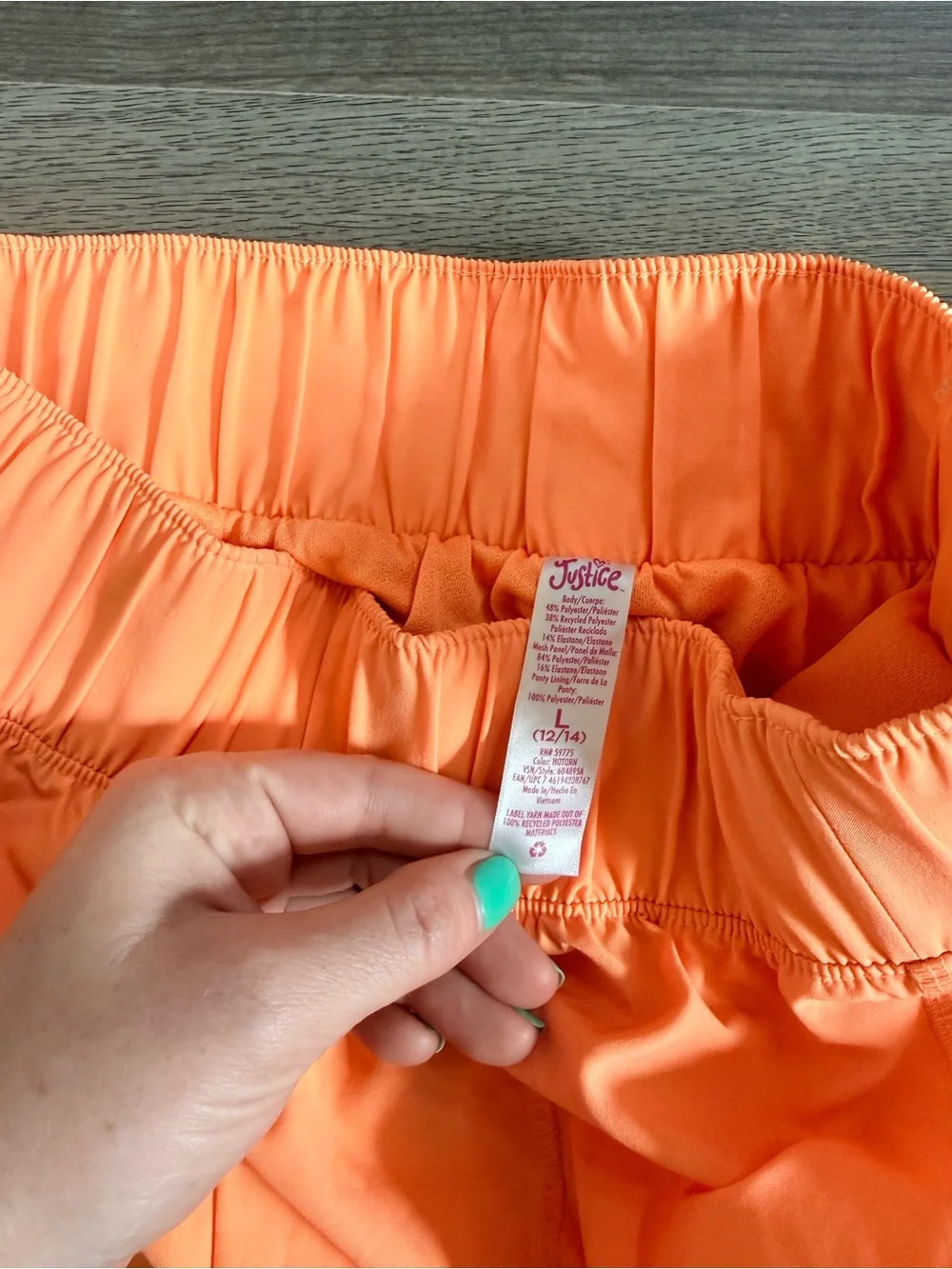 Justice Girls' Neon Orange Sport Shorts with Logo